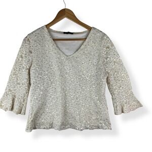 Brittany Black Y2K 2000s Lace Top Womens Size Medium Angelcore Fairy Glitter